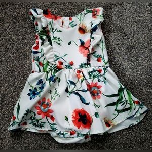 Baby Girl Springtime Floral Silky-Smooth Bodysuit Dress 1-Pc Ruffle 18-24M 80cm